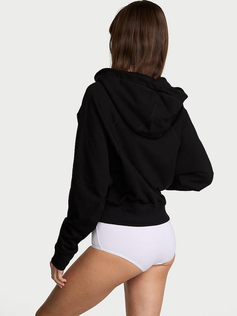 Terry Crop Fermuarli Kapsonlu Sweatshirt arka görünümü