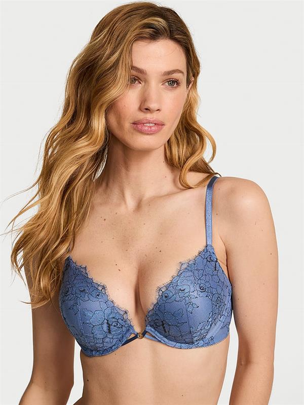 Bombshell Iki Beden Buyuk Gosteren Denim Dantelli Push Up Sütyen