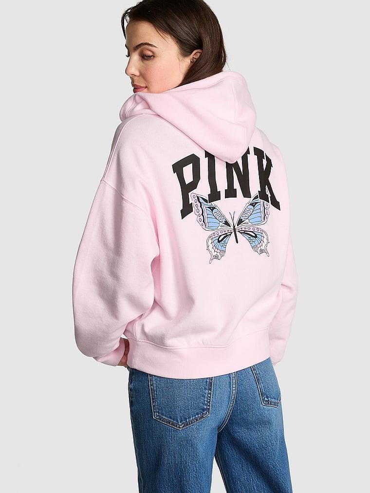 Pink Ivy Kampus Fermuarli Kapusonlu Polar arka görünümü