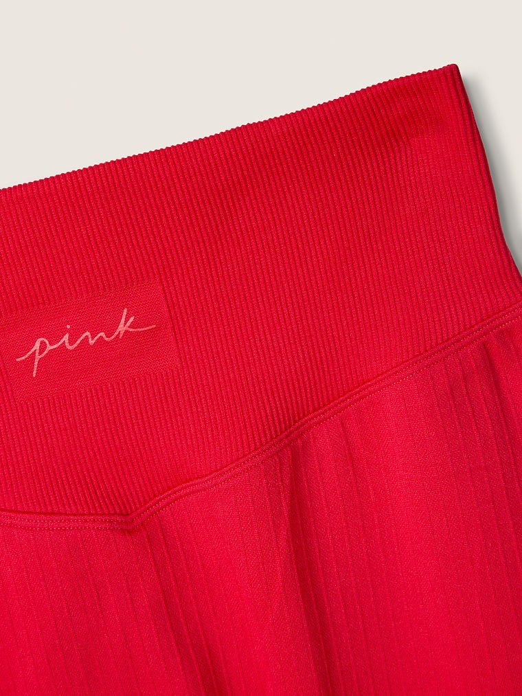 Pink Seamless Yüksek Bel Bilek Boy Spor Tayt arka görünümü