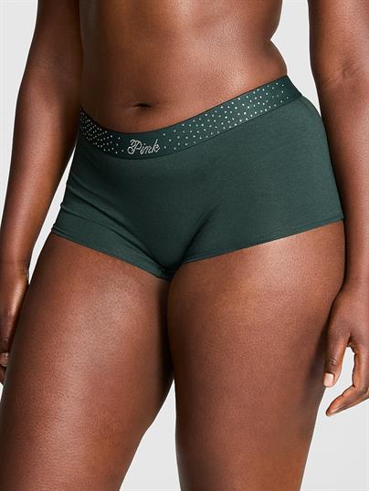 Pink Logolu Pamuklu Boyshort Kulot