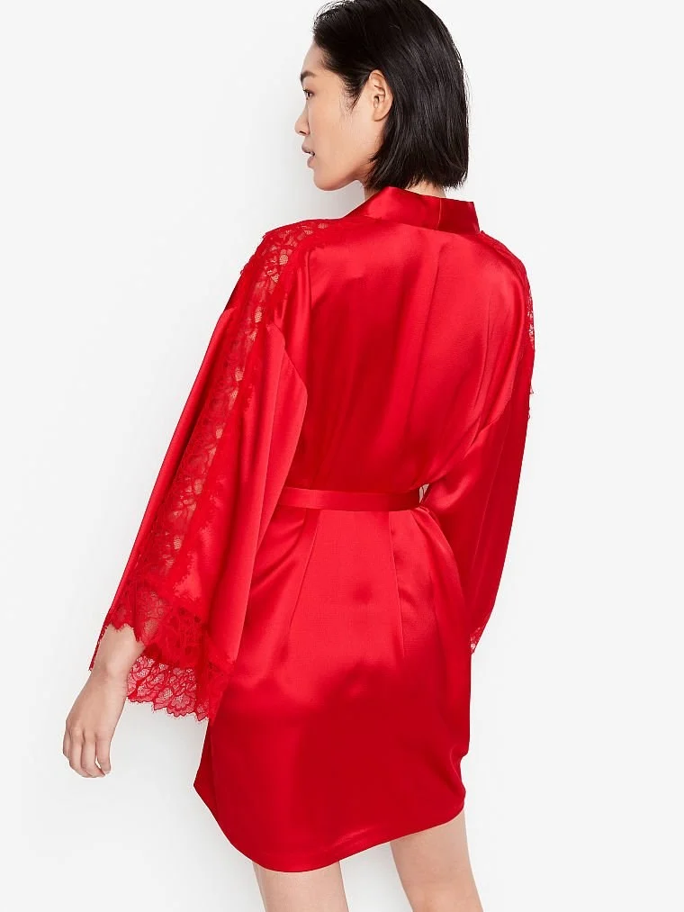 Dantel Ekli Kimono Sabahlık arka görünüm
