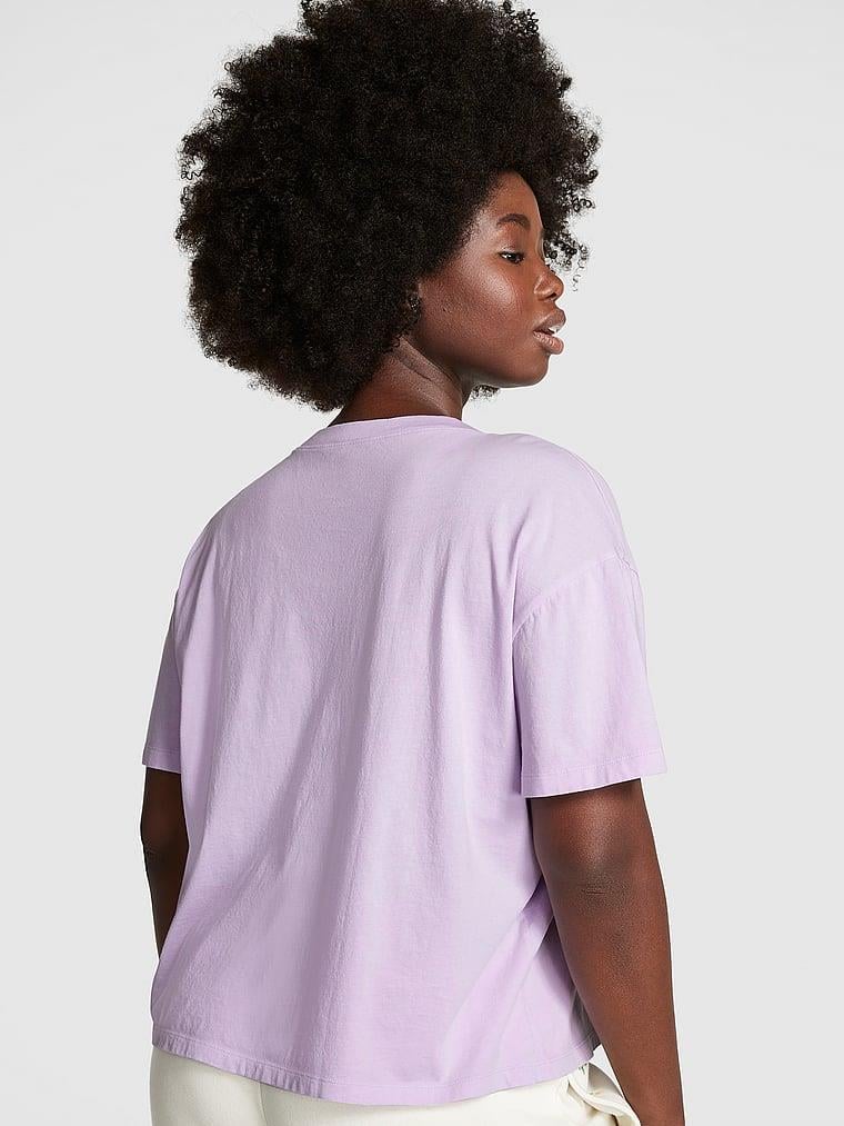 Pink Kısa Kollu V Yaka Tisort arka görünüm