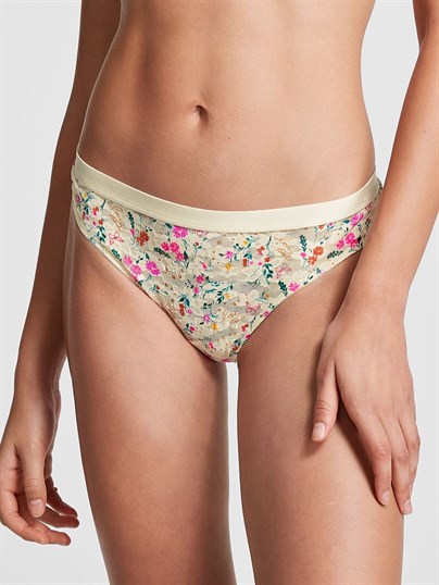 Victorias S Secret Pink Tossed Cicek Dantelli Tanga