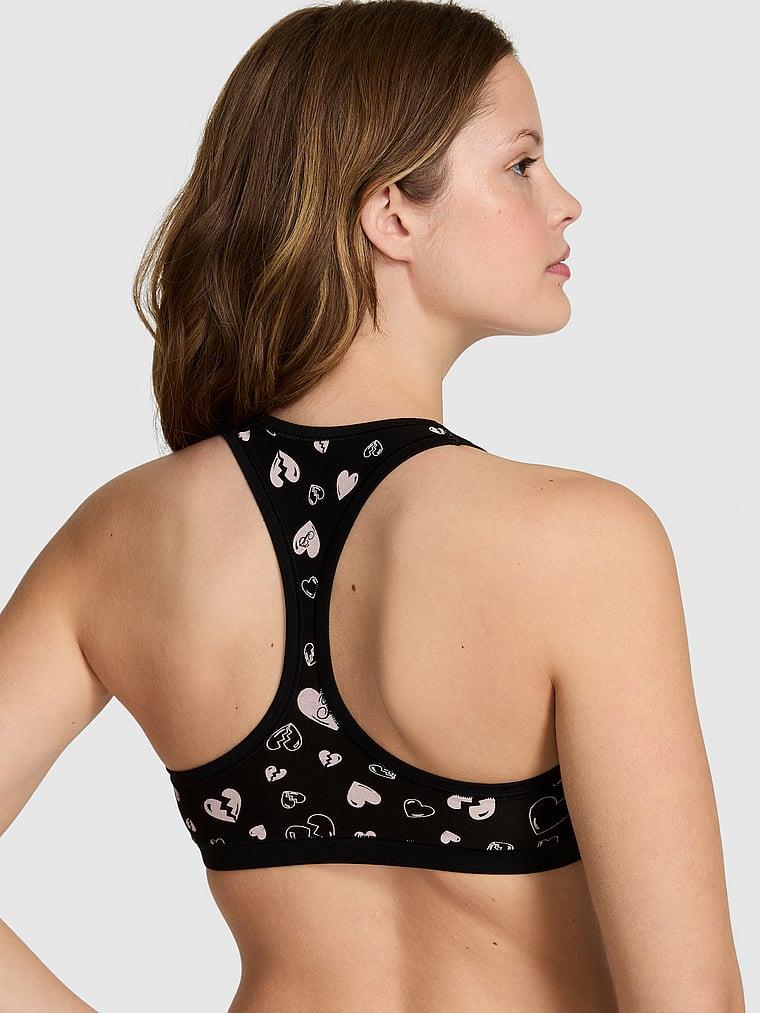 Pink Waffle Dokulu Racerback Sporcu Sütyeni arka görünüm