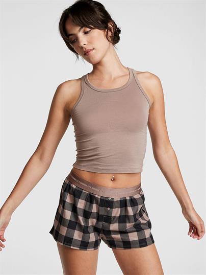 Pink Flannel Pijama Boxer ön görünüm