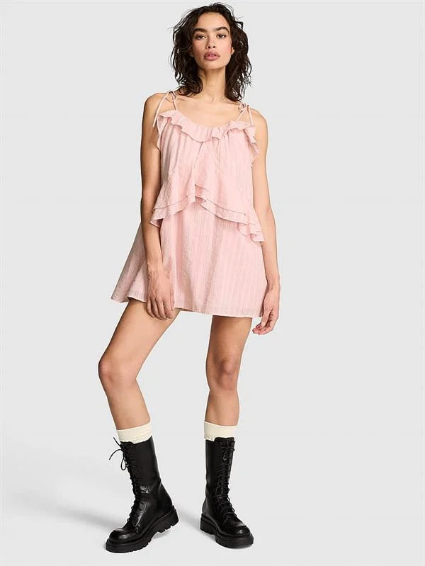 Pink Fırfırlı Mini Elbise