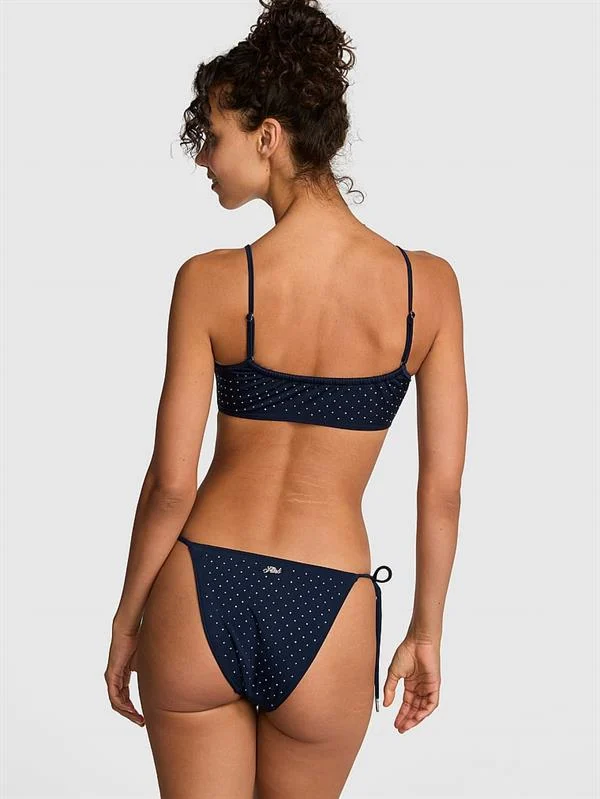 Pink Yandan Baglamali Cheeky Bikini Alti