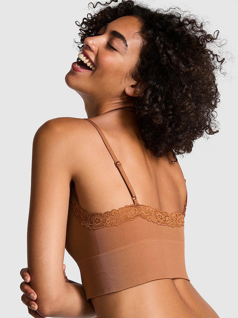 Pink Seamless Ribanali Desteksiz Bralet arka görünüm