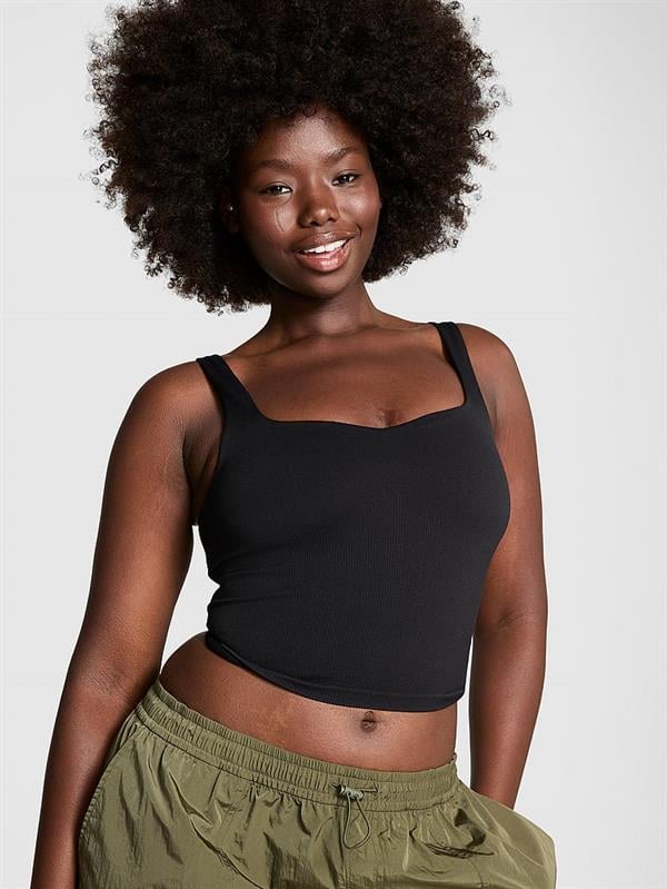 Pink Soft Seamless Kalp Yaka Ust ön görünüm