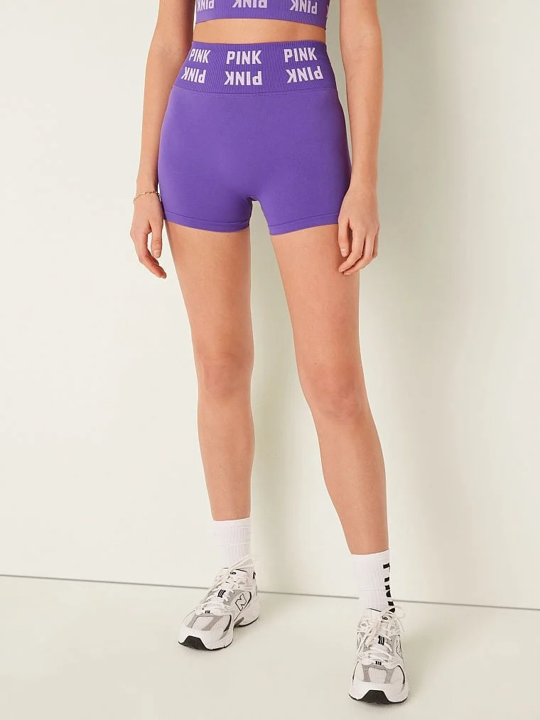 Pink Seamless Yüksek Bel Sort arka görünüm