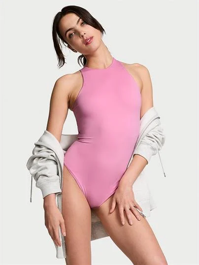 Pink Base Dik Yaka Esnek Bodysuit ön görünüm