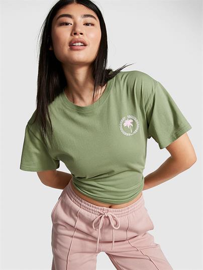 Pink Oversize Kısa Kollu Kampus Tisort