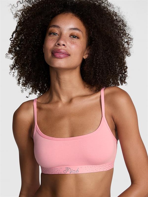 Pink Işıltılı Pamuklu Scoop Bralet ön görünüm