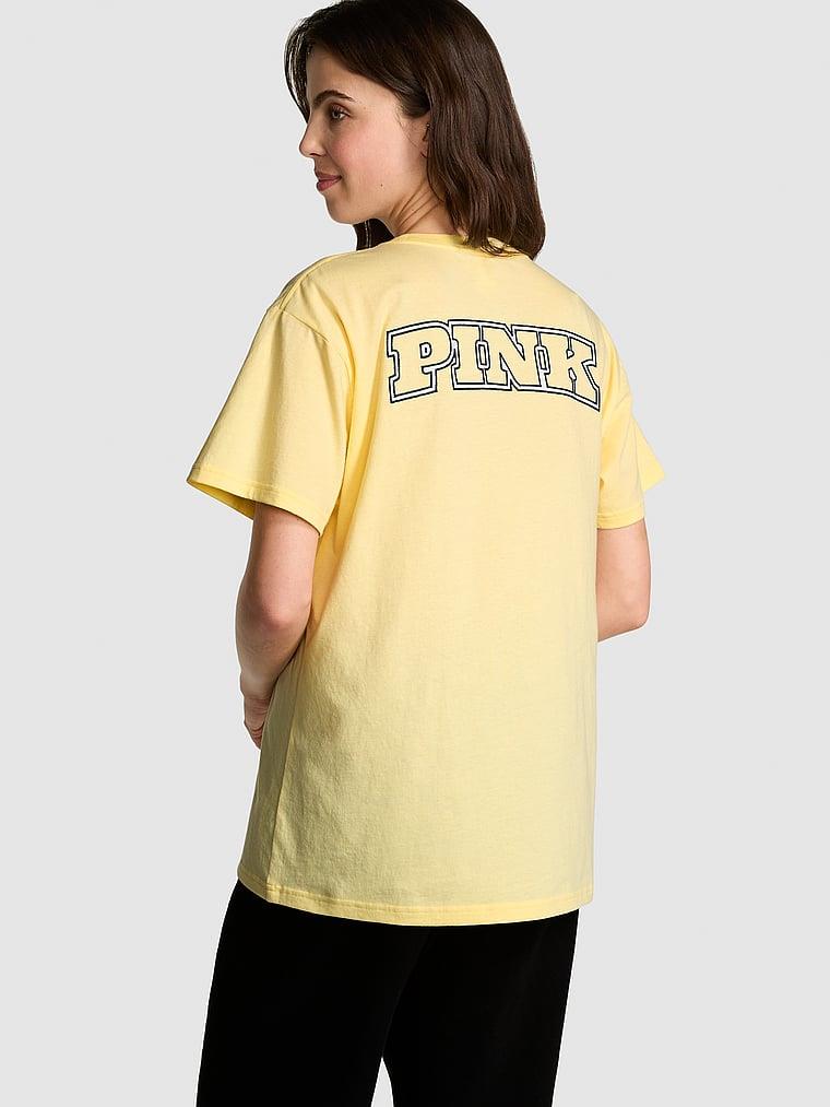 Pink Oversize Kısa Kollu Kampus Tisort arka görünümü