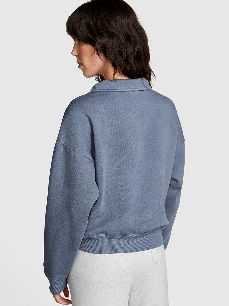 Pink Premium Yarim Fermuarli Sweatshirt arka görünümü