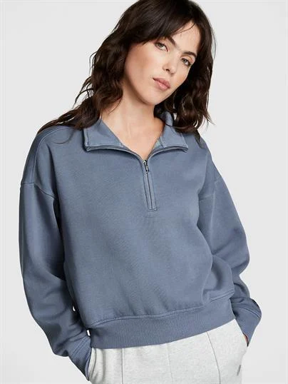 Pink Premium Yarim Fermuarli Sweatshirt