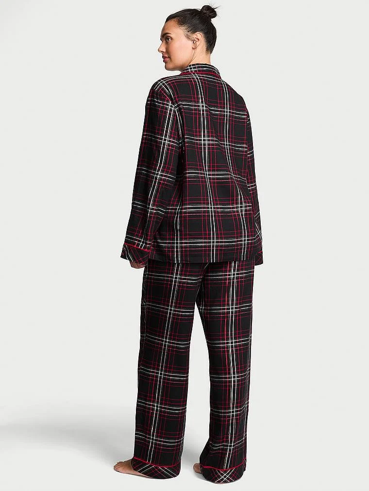 Flannel Uzun Pijama Takimi arka görünüm