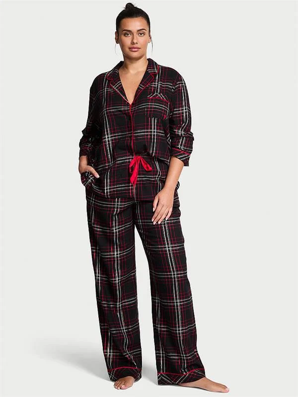 Flannel Uzun Pijama Takimi ön görünüm