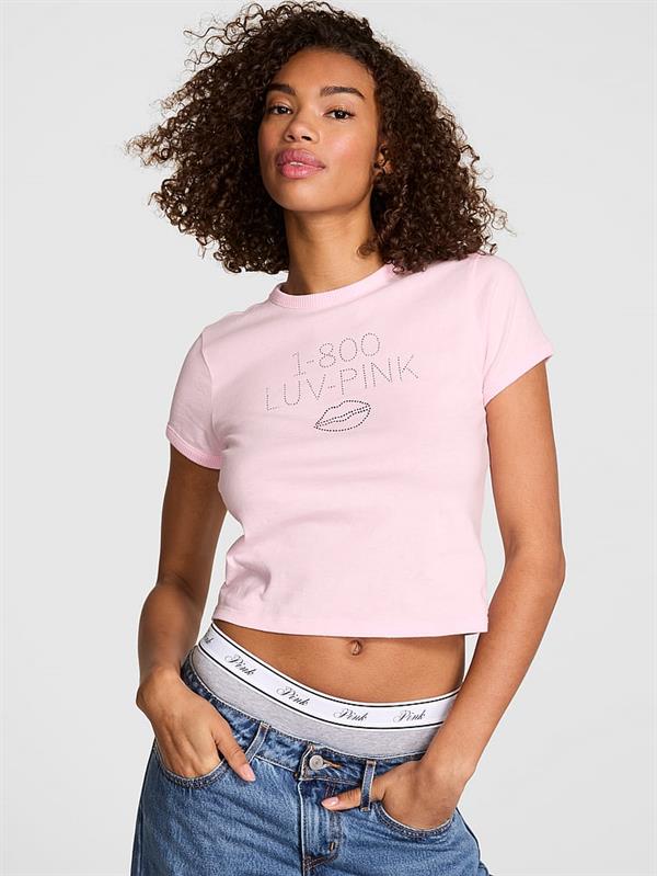 Pink Retro Pamuklu Tisort
