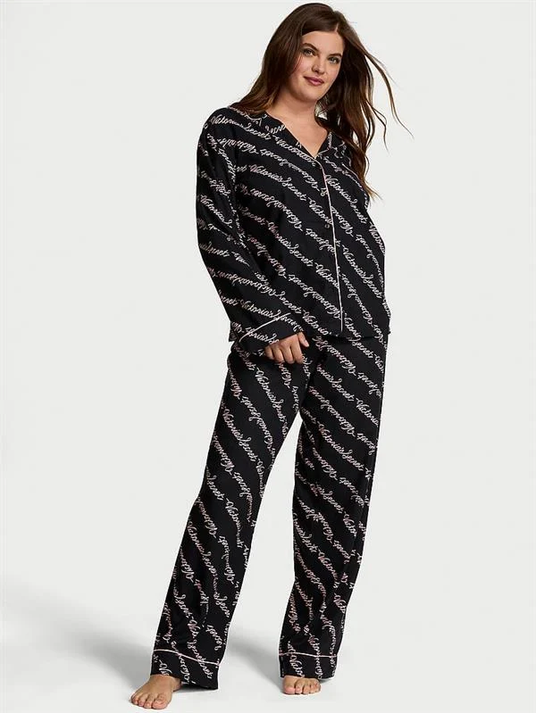 Flannel Uzun Pijama Takimi ön görünüm