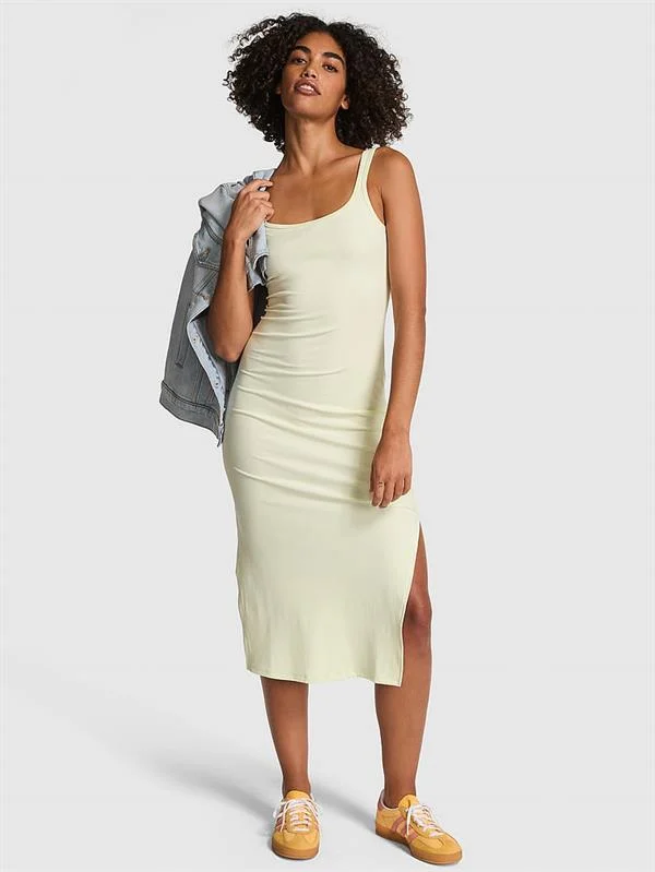 Pink All Day Soft Ribbed Bodycon Midi Dress
