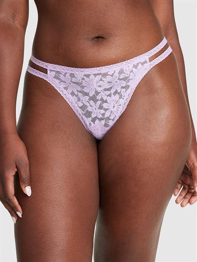 Pink Dantel Seritli Tanga Kulot