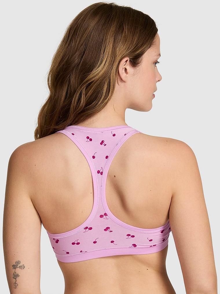 Pink Waffle Dokulu Racerback Sporcu Sütyeni arka görünümü