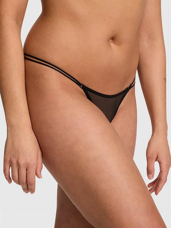 Pink Askili Tul Mikro Tanga ön görünüm