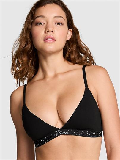 Pink Pamuklu Tasli Ucgen Bralet