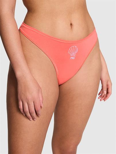 Pink Pamuklu Derin Bacak Kesim Tanga ön görünüm