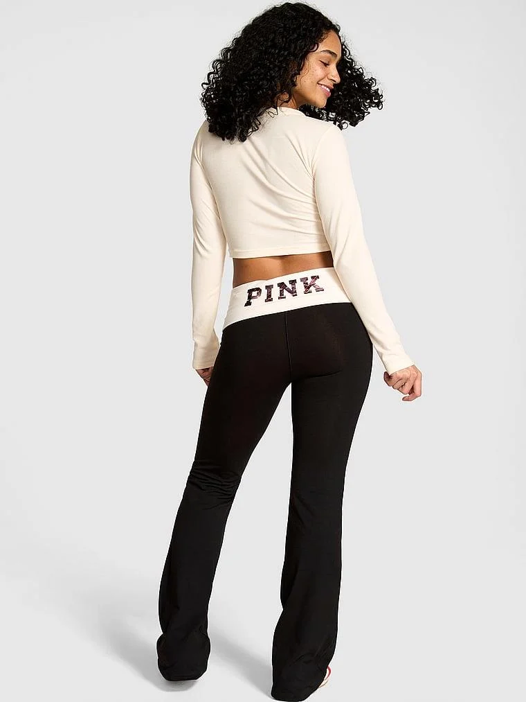 Pink All Day Beli Katlanabilen Ispanyol Paca Tayt arka görünüm