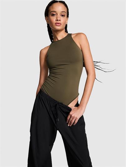 Pink Base Dik Yaka Esnek Bodysuit