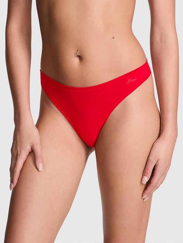 Pink Pamuklu Derin Bacak Kesim Tanga ön görünüm