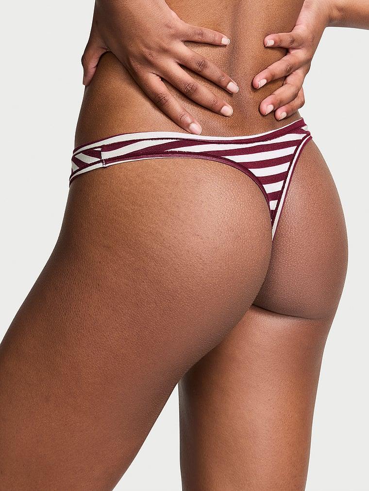 Pink Pamuklu Derin Bacak Kesim Tanga arka görünüm