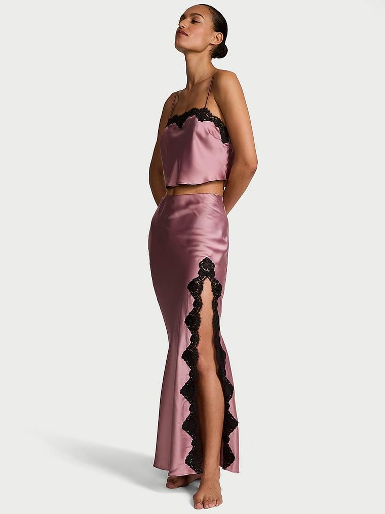 Saten Dantelli Crop Ust Ve Slip Etek Takimi arka görünümü
