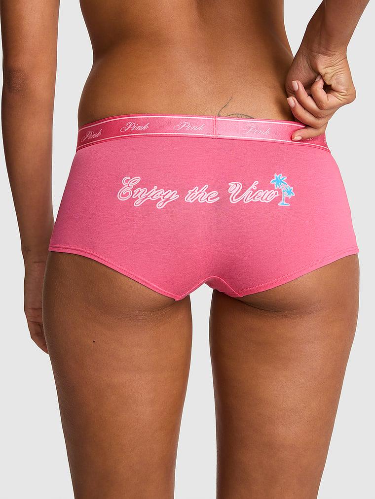 Pink Logolu Pamuklu Boyshort Kulot arka görünüm