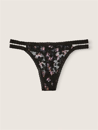 Pink Dantel Seritli Tanga Kulot