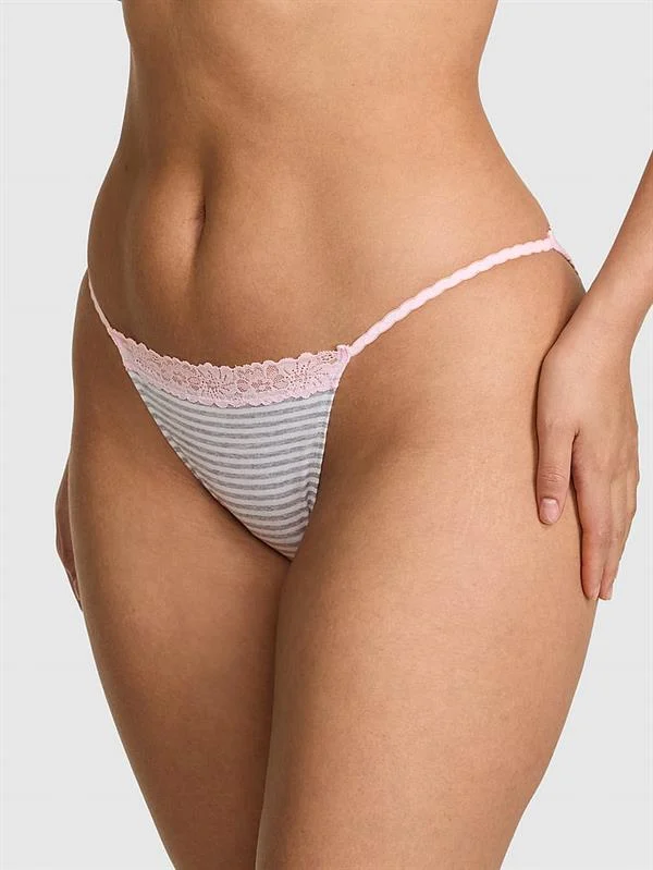 Pink Dantelli Pamuklu Bikini Kulot ön görünüm