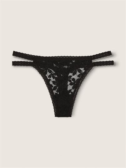 Pink Dantel Seritli Tanga Kulot