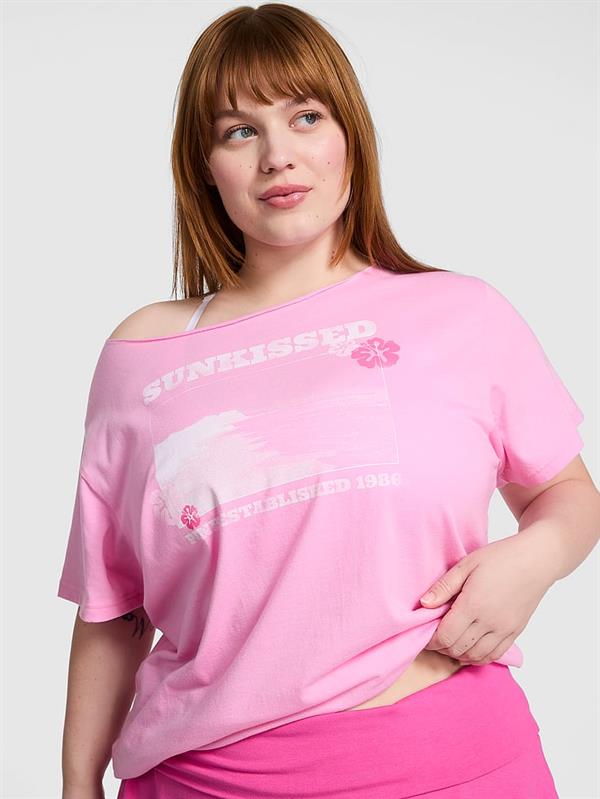 Pink Kampus Omzu Acik Tisort
