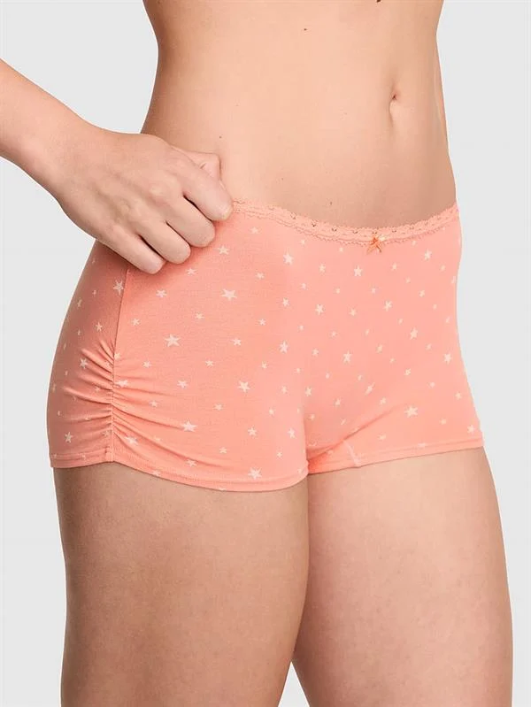 Pink Pamuklu Boyshort Kulot