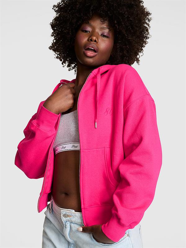 Pink Ivy Kampus Fermuarli Kapusonlu Ust ön görünüm