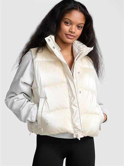 Pink Pinkten High Shine Marshmallow Puffer Yelek