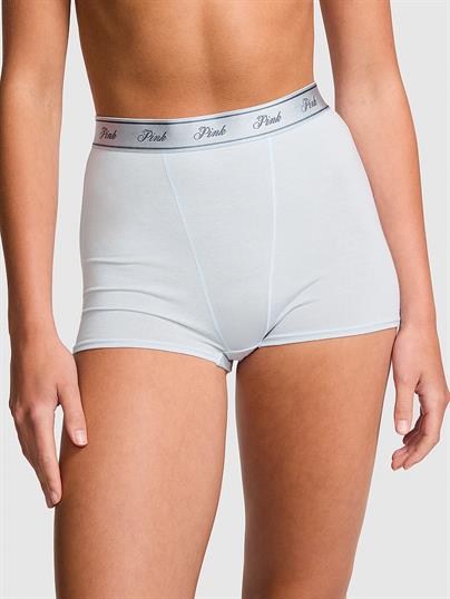 Pink Logolu Pamuklu Yüksek Bel Boyshort Kulot ön görünüm