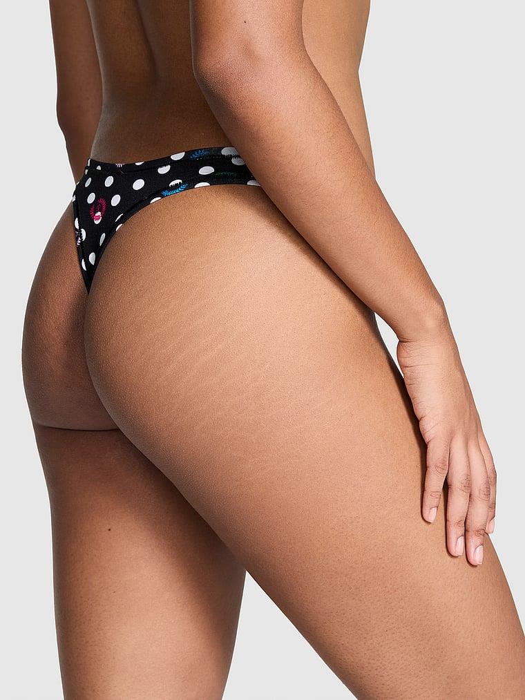 Pink Pamuklu Derin Bacak Kesim Tanga arka görünümü