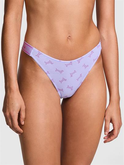 Pink Logolu Pamuklu Derin Bacak Kesim Tanga ön görünüm
