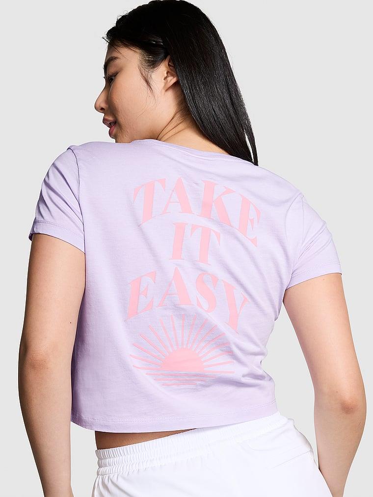 Pink Heritage Pamuklu Crop Tisort arka görünümü