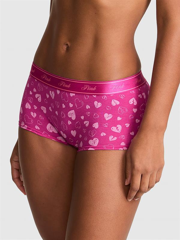 Pink Logolu Pamuklu Boyshort Kulot