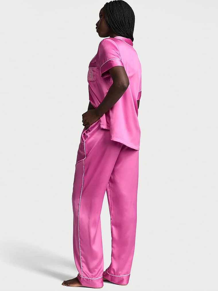 Saten Kısa Kollu Pijama Takimi arka görünüm